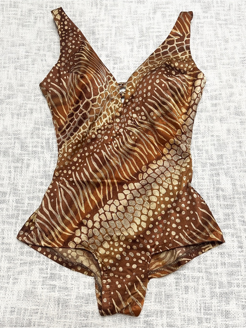 Vintage Maxine of Hollywood Animal Print One Piece Bikini Swimswuit Size Medium